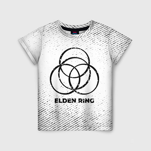 Детская футболка Elden Ring с потертостями на светлом фоне / 3D-принт – фото 1