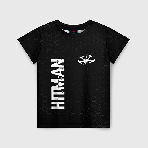 Детская футболка Hitman glitch на темном фоне: надпись, символ / 3D-принт – фото 1