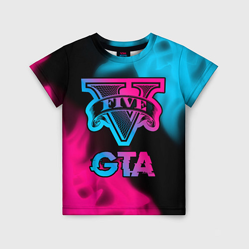 Детская футболка GTA - neon gradient / 3D-принт – фото 1