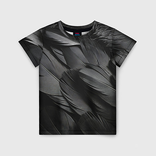 Детская футболка Черные перья ворона / 3D-принт – фото 1