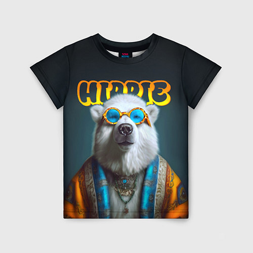 Детская футболка Хиппи белый медведь / 3D-принт – фото 1