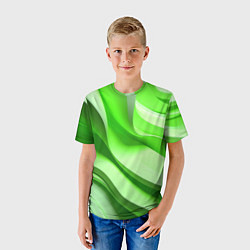 Футболка детская Светлые зеленые волны, цвет: 3D-принт — фото 2