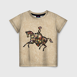 Футболка детская Ретро девушка на лошади и винтажные цветы, цвет: 3D-принт