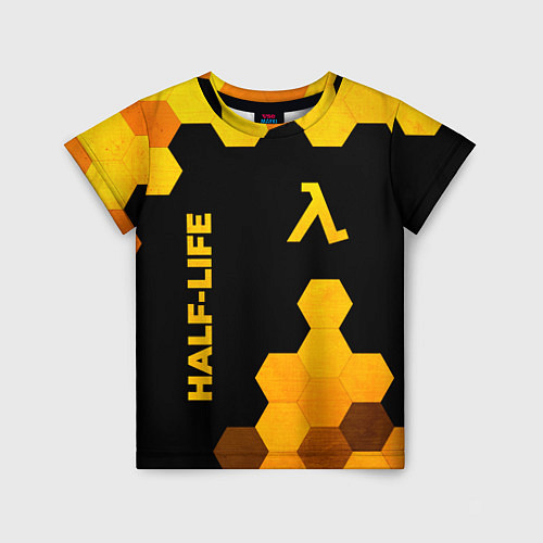 Детская футболка Half-Life - gold gradient: надпись, символ / 3D-принт – фото 1