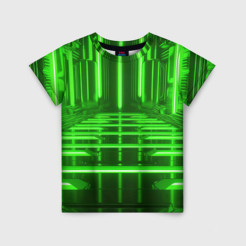 Детская футболка Зеленые световые объекты / 3D-принт – фото 1
