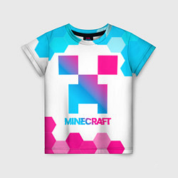 Футболка детская Minecraft neon gradient style, цвет: 3D-принт