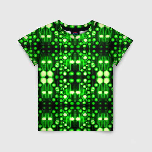 Детская футболка Ярко-зелёный точечный узор / 3D-принт – фото 1