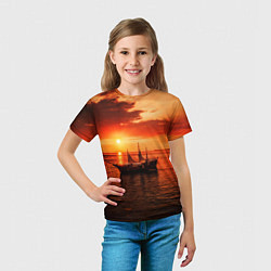Футболка детская Яхта в вечернем море, цвет: 3D-принт — фото 2