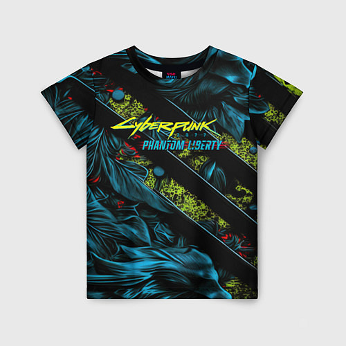 Детская футболка Cyberpunk 2077 phantom liberty abstract logo / 3D-принт – фото 1