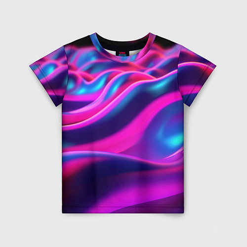 Детская футболка Фиолетовые неоновые волны / 3D-принт – фото 1