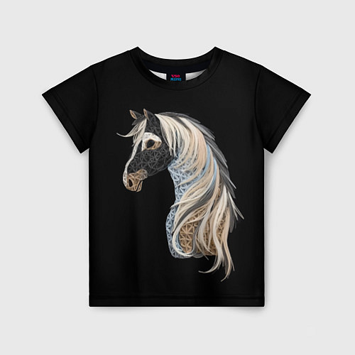 Детская футболка Вышивка Лошадь / 3D-принт – фото 1