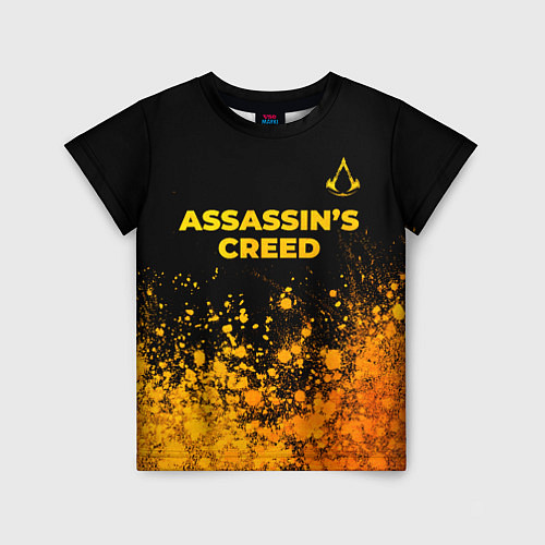 Детская футболка Assassins Creed - gold gradient: символ сверху / 3D-принт – фото 1