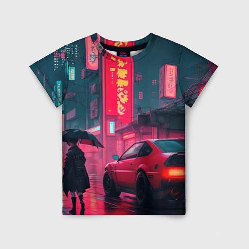 Детская футболка Дождь на улицах Японии / 3D-принт – фото 1
