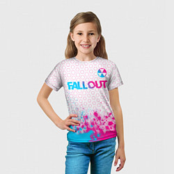 Футболка детская Fallout neon gradient style: символ сверху, цвет: 3D-принт — фото 2