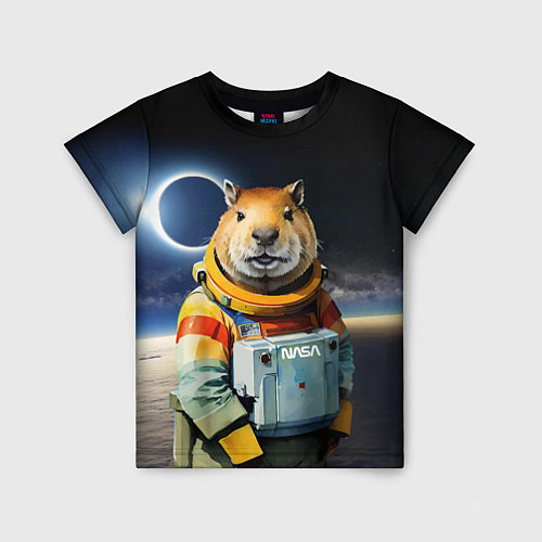 Детская футболка Capy astronaut - Nasa - neural network / 3D-принт – фото 1
