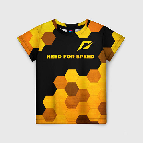 Детская футболка Need for Speed - gold gradient: символ сверху / 3D-принт – фото 1
