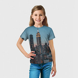 Футболка детская Утренний город с небоскребами, цвет: 3D-принт — фото 2