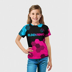 Футболка детская Elden Ring - neon gradient: символ сверху, цвет: 3D-принт — фото 2