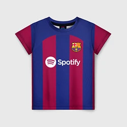 Футболка детская ФК Барселона форма 2324 домашняя, цвет: 3D-принт