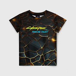 Футболка детская Cyberpunk 2077 phantom liberty gold abstract, цвет: 3D-принт