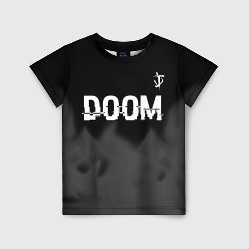 Детская футболка Doom glitch на темном фоне: символ сверху / 3D-принт – фото 1