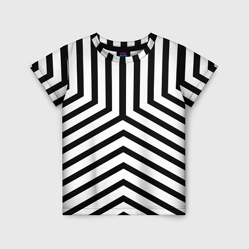 Детская футболка Черно-белые полосы в узоре / 3D-принт – фото 1