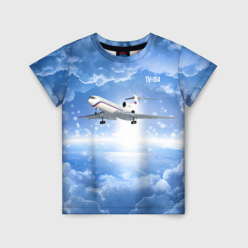 Детская футболка Ту-154 в морозном небе / 3D-принт – фото 1