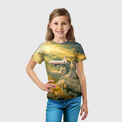 Футболка детская Ту-154 Полет в закате, цвет: 3D-принт — фото 2