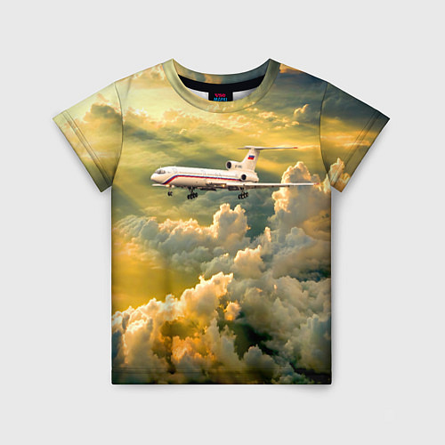 Детская футболка Ту-154 Полет в закате / 3D-принт – фото 1