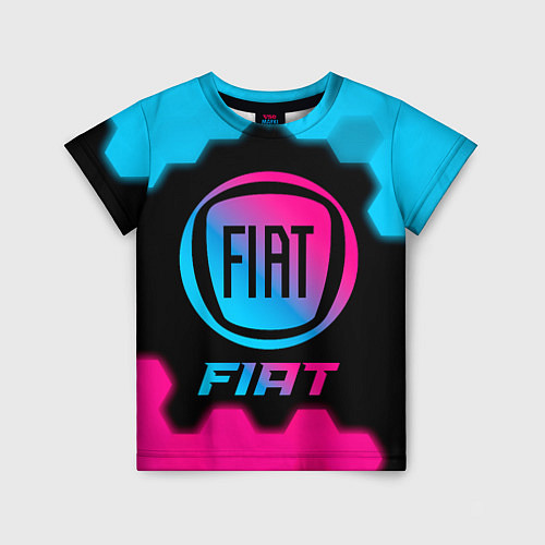 Детская футболка Fiat - neon gradient / 3D-принт – фото 1