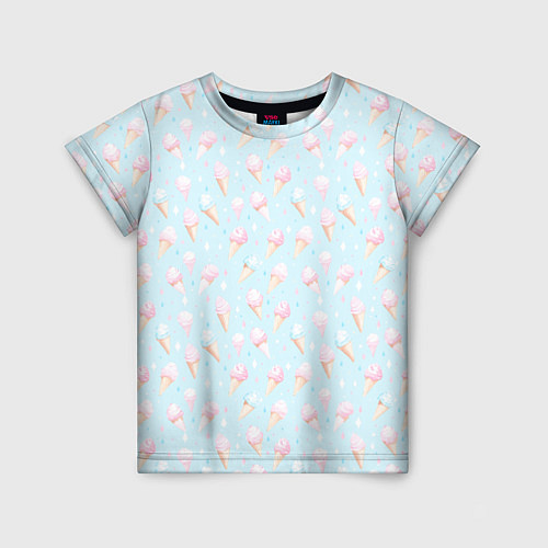 Детская футболка Цветное мороженое в пастельных цветах / 3D-принт – фото 1