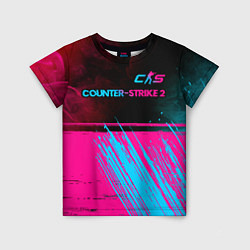 Детская футболка Counter-Strike 2 - neon gradient: символ сверху