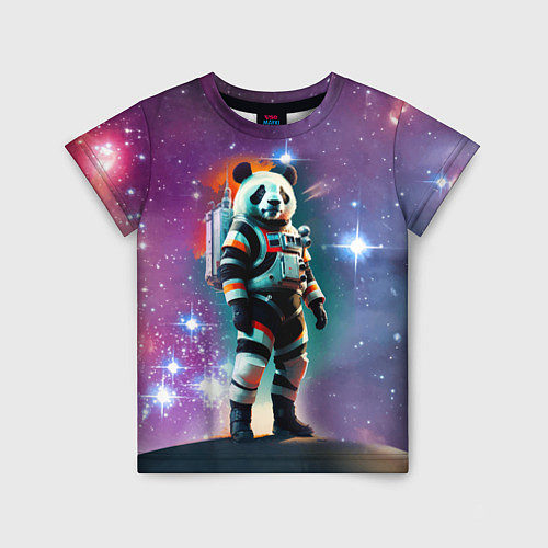 Детская футболка Панда бравый космонавт - нейросеть / 3D-принт – фото 1