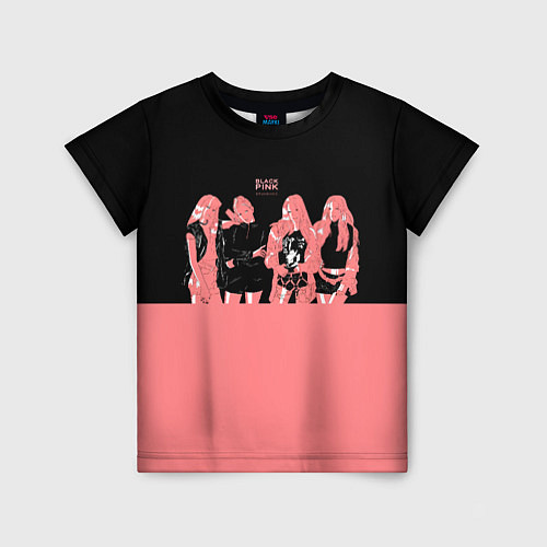 Детская футболка BLACK PINK на черно-розовом / 3D-принт – фото 1