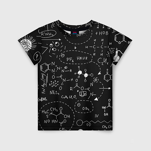 Детская футболка Химические формулы на чёрном / 3D-принт – фото 1