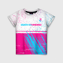 Детская футболка Death Stranding neon gradient style: символ сверху