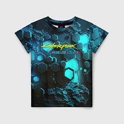 Футболка детская Cyberpunk 2077 phantom liberty blue abstract, цвет: 3D-принт