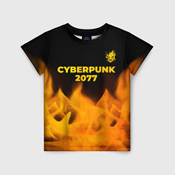 Футболка детская Cyberpunk 2077 - gold gradient: символ сверху, цвет: 3D-принт