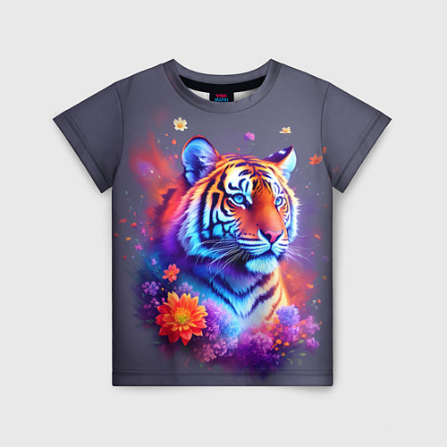 Детская футболка Тигр и краски - нейросеть / 3D-принт – фото 1