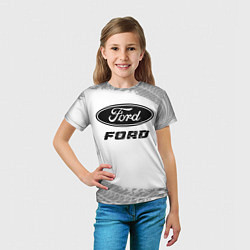Футболка детская Ford speed на светлом фоне со следами шин, цвет: 3D-принт — фото 2