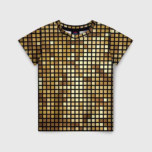 Детская футболка Золотая мозаика, поверхность диско шара / 3D-принт – фото 1