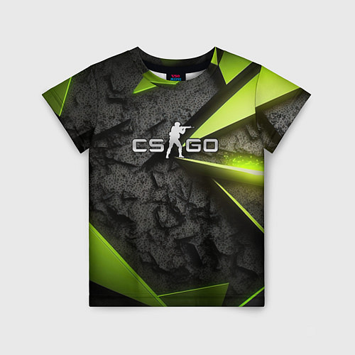 Детская футболка CS GO green black abstract / 3D-принт – фото 1