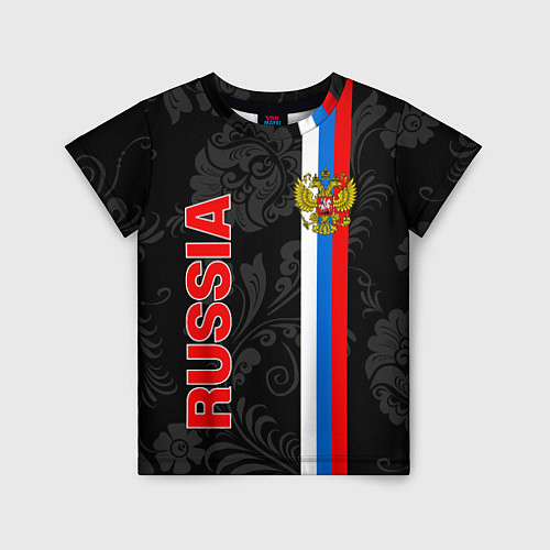 Детская футболка Russia black style / 3D-принт – фото 1