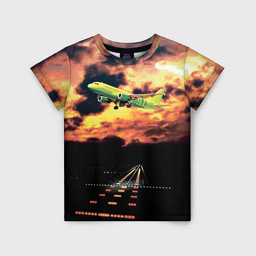 Детская футболка Боинг 737 Суровый закат / 3D-принт – фото 1