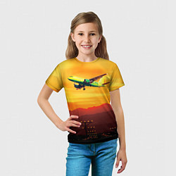 Футболка детская S7 Боинг 737 Оранжевый закат, цвет: 3D-принт — фото 2