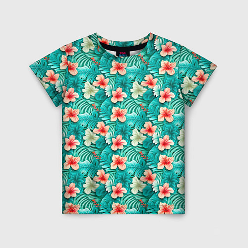 Детская футболка Летние цветочки паттерн / 3D-принт – фото 1