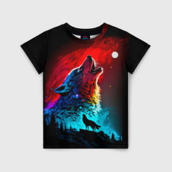 Футболка детская Волки воют на луну, цвет: 3D-принт