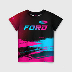 Футболка детская Ford - neon gradient: символ сверху, цвет: 3D-принт