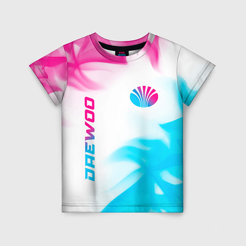 Детская футболка Daewoo neon gradient style: надпись, символ / 3D-принт – фото 1