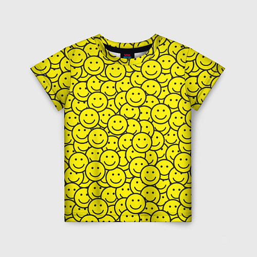 Детская футболка Счастливые смайлики / 3D-принт – фото 1